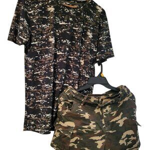 Ladies Camouflage short with 6 pockets and shirt set